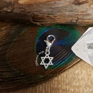 5/$25 Small Silver Star of David Charm for Bracelet Zipper Bag Clip Gift idea
